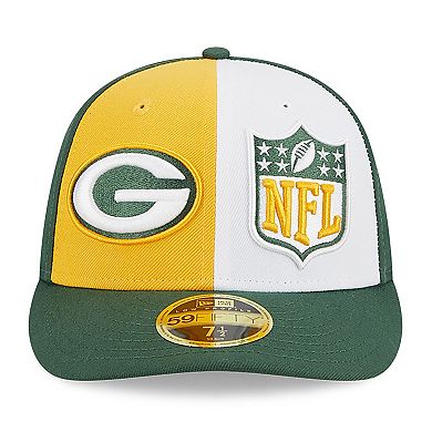 Men's New Era Yellow/Green Green Bay Packers 2023 Sideline Low Profile 59FIFTY Fitted Hat