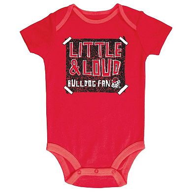 Infant Champion Red/Gray/White Georgia Bulldogs 3-Pack Bodysuit Set