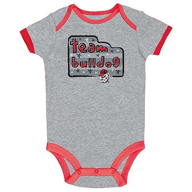 Infant Champion Red/Gray/White Georgia Bulldogs 3-Pack Bodysuit Set