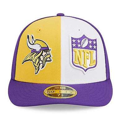 Men's New Era  Gold/Purple Minnesota Vikings 2023 Sideline Low Profile 59FIFTY Fitted Hat