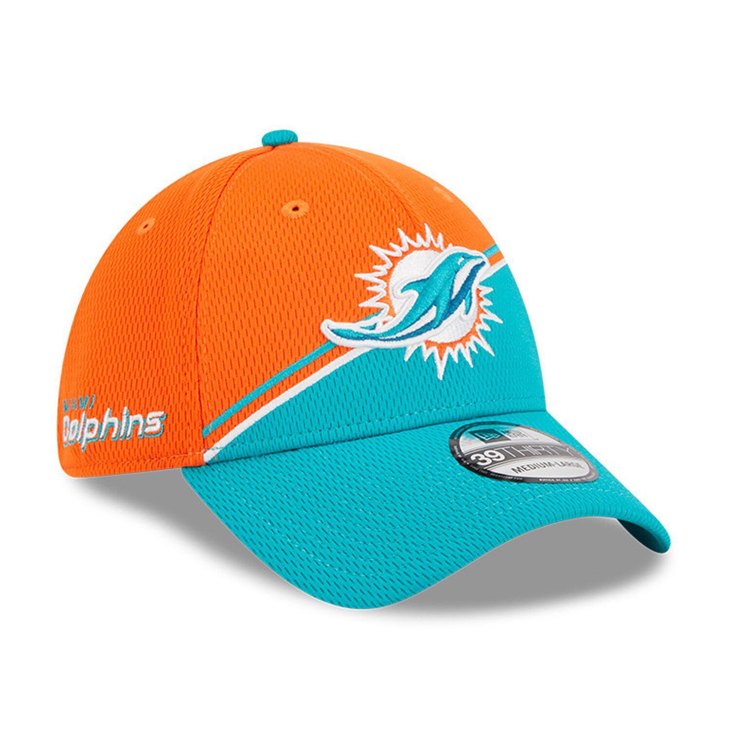 Miami Dolphins Cream/Aqua 2022 Sideline 39THIRTY Flex Hat