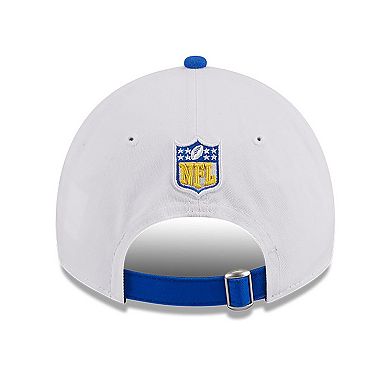 Youth New Era White/Royal Los Angeles Rams 2023 Sideline 9TWENTY Adjustable Hat