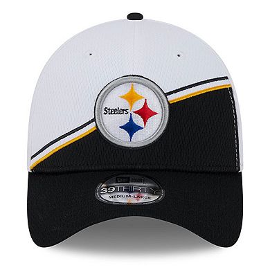 Men's New Era  White/Black Pittsburgh Steelers 2023 Sideline 39THIRTY Flex Hat