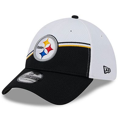 Men's New Era White/Black Pittsburgh Steelers 2023 Sideline 39THIRTY Flex Hat