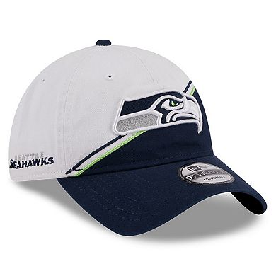 Men's New Era White/College Navy Seattle Seahawks 2023 Sideline 9TWENTY Adjustable Hat