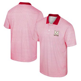 Men's Colosseum White/Red Maryland Terrapins Print Stripe Polo