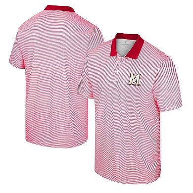 Men's Colosseum White/Red Maryland Terrapins Print Stripe Polo