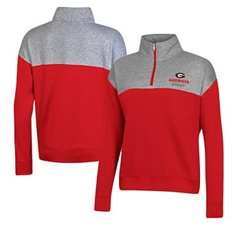 Women's Champion Red Georgia Bulldogs Color-Blocked Quarter-Zip Sweatshirt