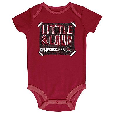 Infant Champion Garnet/Gray/White South Carolina Gamecocks 3-Pack Bodysuit Set