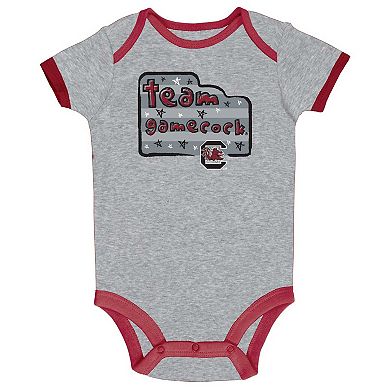 Infant Champion Garnet/Gray/White South Carolina Gamecocks 3-Pack Bodysuit Set