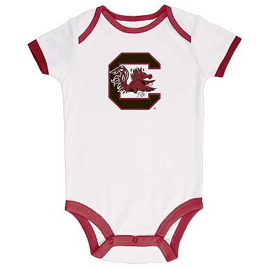 Infant Champion Garnet/Gray/White South Carolina Gamecocks 3-Pack Bodysuit Set