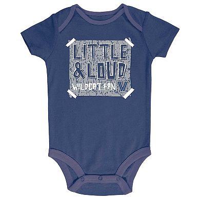 Infant Champion Navy/Gray/White Villanova Wildcats 3-Pack Bodysuit Set