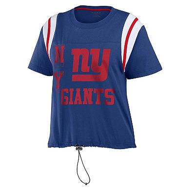 Women's WEAR by Erin Andrews Royal New York Giants Cinched Colorblock T-Shirt