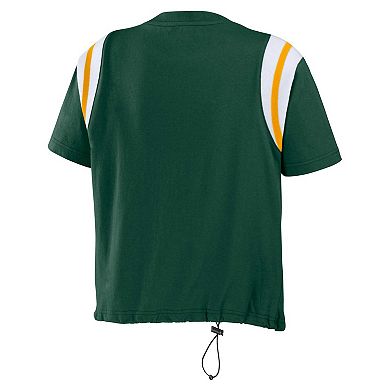 Women's WEAR by Erin Andrews Green Green Bay Packers Cinched Colorblock T-Shirt