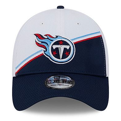 Men's New Era White/Navy Tennessee Titans 2023 Sideline 39THIRTY Flex Hat