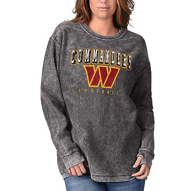 Women's G-III 4Her by Carl Banks Black Washington Commanders Comfy Cord Pullover Sweatshirt