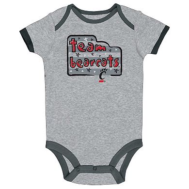 Infant Champion Black/Gray/White Cincinnati Bearcats 3-Pack Bodysuit Set