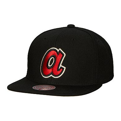 Men's Mitchell & Ness Black Atlanta Braves Cooperstown Collection True Classics Snapback Hat