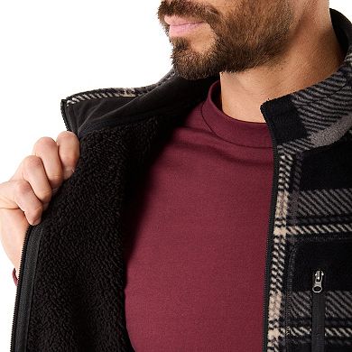 Men's Smith's Workwear Sherpa-Lined Plaid PolarFleece Vest