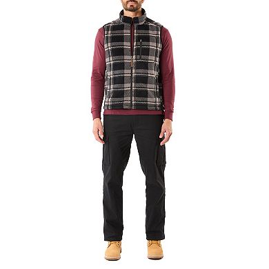 Men's Smith's Workwear Sherpa-Lined Plaid PolarFleece Vest