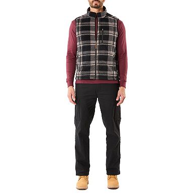 Men's Smith's Workwear Sherpa-Lined Plaid PolarFleece Vest