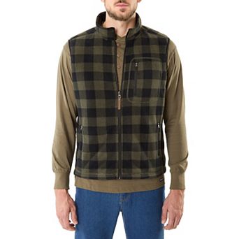 Men's Smith's Workwear Sherpa-Lined Plaid PolarFleece Vest