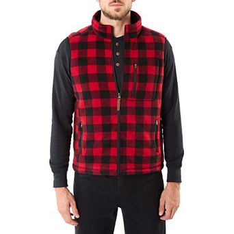 Men's Smith's Workwear Sherpa-Lined Plaid PolarFleece Vest