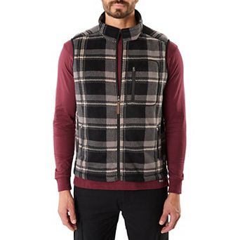 Men's Smith's Workwear Sherpa-Lined Plaid PolarFleece Vest