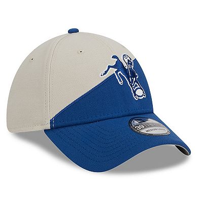 Men's New Era Cream/Royal Indianapolis Colts 2023 Sideline Historic 39THIRTY Flex Hat