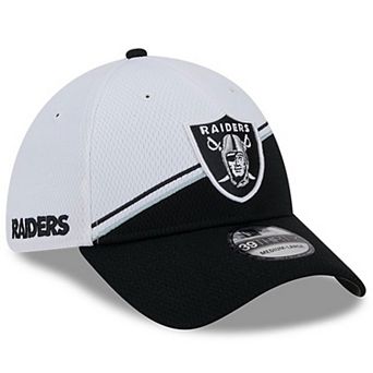 Men's New Era White/Black Las Vegas Raiders 2023 Sideline 39THIRTY Flex Hat