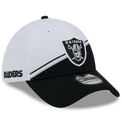 Men's New Era White/Black Las Vegas Raiders 2023 Sideline 39THIRTY Flex Hat