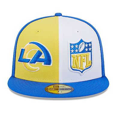 Men's New Era Gold/Royal Los Angeles Rams 2023 Sideline 59FIFTY Fitted Hat