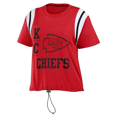 Women's WEAR by Erin Andrews Red Kansas City Chiefs Cinched Colorblock T-Shirt