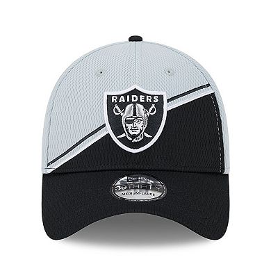 Men's New Era Gray/Black Las Vegas Raiders 2023 Sideline 39THIRTY Flex Hat