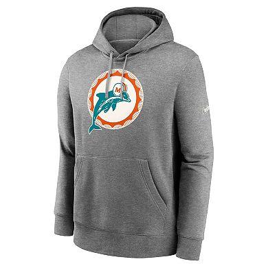 Men's Nike Heather Charcoal Miami Dolphins Rewind Club Pullover Hoodie