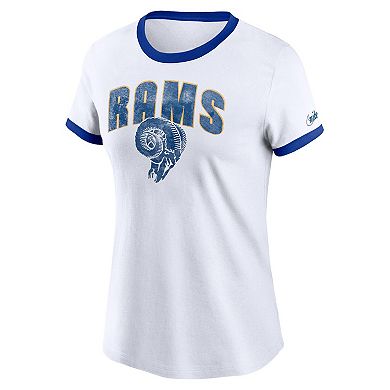 Women's Nike White Los Angeles Rams Rewind Ringer T-Shirt
