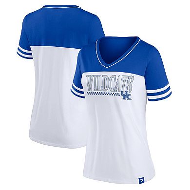 Women's Profile White/Royal Kentucky Wildcats Plus Size Field Game V-Neck T-Shirt