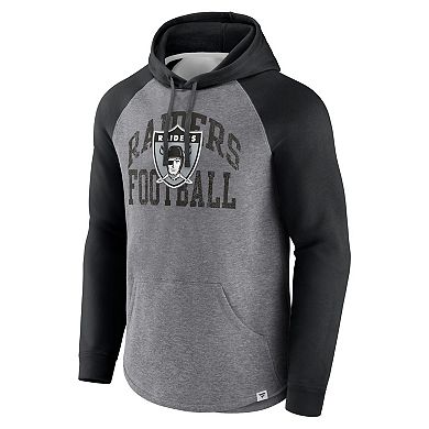 Men's Fanatics Branded Heather Gray Las Vegas Raiders Favorite Arch Raglan Pullover Hoodie