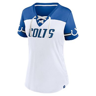 Women's Fanatics Branded Jonathan Taylor White Indianapolis Colts Athena Name & Number V-Neck Top