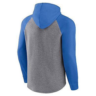 Men's Fanatics Branded Heather Gray Los Angeles Chargers Favorite Arch Raglan Pullover Hoodie