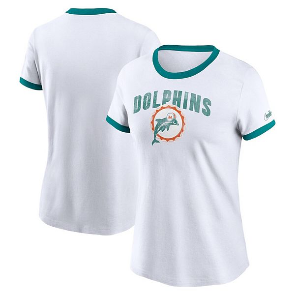 Women's Nike White Miami Dolphins Rewind Ringer T-Shirt