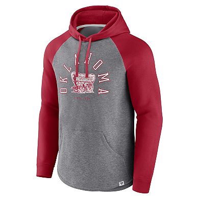 Men's Fanatics Branded Crimson/Heather Gray Oklahoma Sooners Wrap Up Raglan Pullover Hoodie