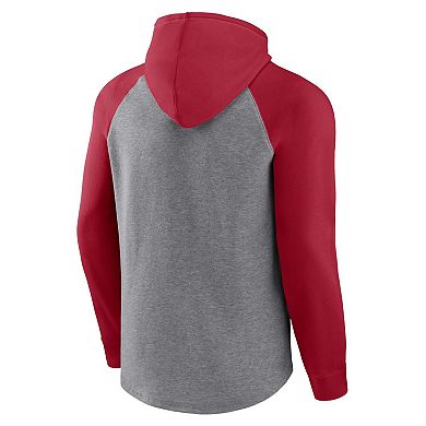 Men's Fanatics Branded Crimson/Heather Gray Oklahoma Sooners Wrap Up Raglan Pullover Hoodie