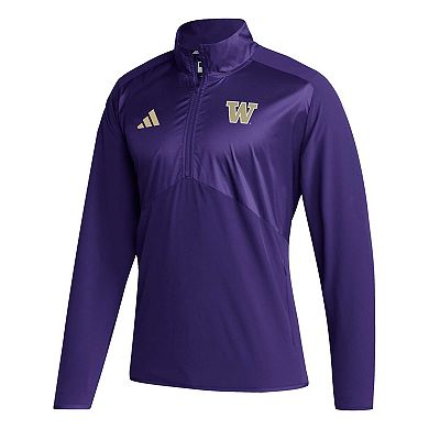 Men's adidas Purple Washington Huskies Sideline AEROREADY Raglan Sleeve Quarter-Zip Jacket