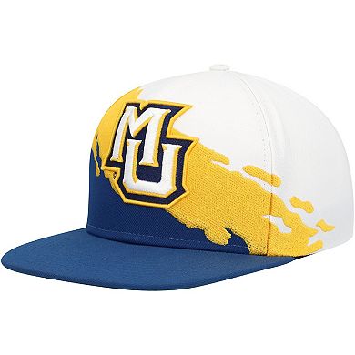 Men's Mitchell & Ness Navy/White Marquette Golden Eagles Paintbrush Snapback Hat