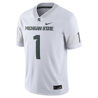 Men's Nike #1 White Michigan State Spartans Football Game Jersey