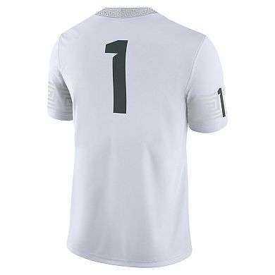 Men's Nike #1 White Michigan State Spartans Football Game Jersey