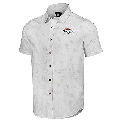 Men's NFL x Darius Rucker Collection by Fanatics White Denver Broncos Woven Short Sleeve Button Up Shirt