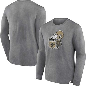 Men's Fanatics Branded Heather Charcoal New Orleans Saints Washed Primary Long Sleeve T-Shirt