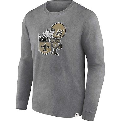 Men's Fanatics Branded  Heather Charcoal New Orleans Saints Washed Primary Long Sleeve T-Shirt